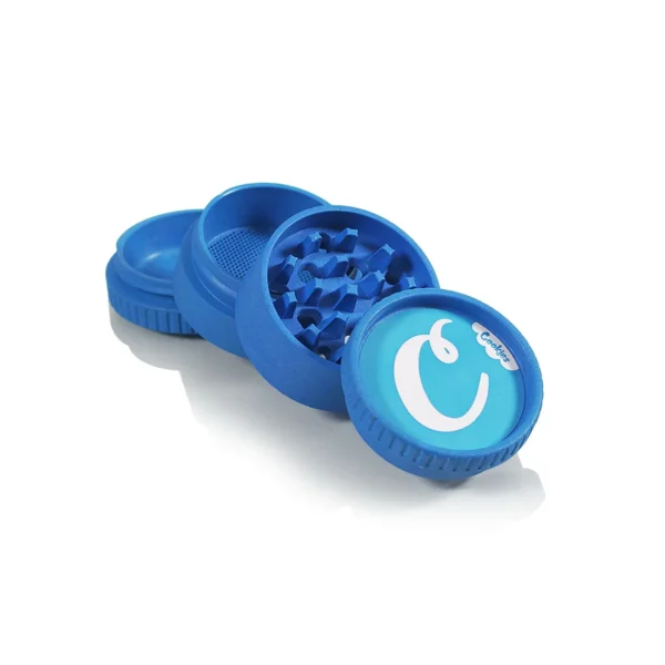 SCS_HEMP_4PC_COOKIESBLUE_STICKER_EXPLODED_5000x 4 Piece "Cookies" Grinders